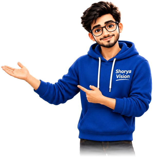 Cartoon-style character in a blue hoodie gesturing toward the agency's work